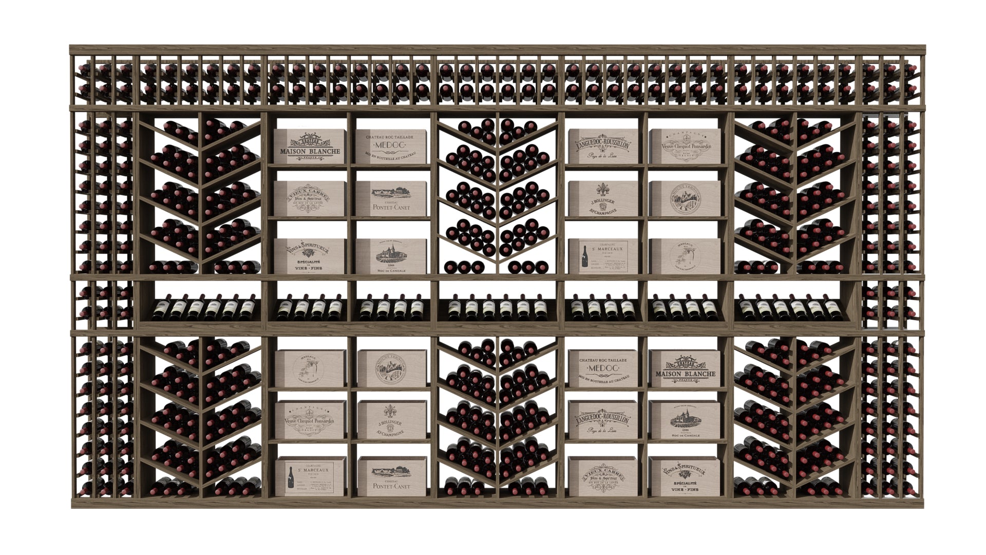 GrandCellar™ The Chevron Cove Vignette in Walnut Unstained without WineSafe™ Satin Sealant