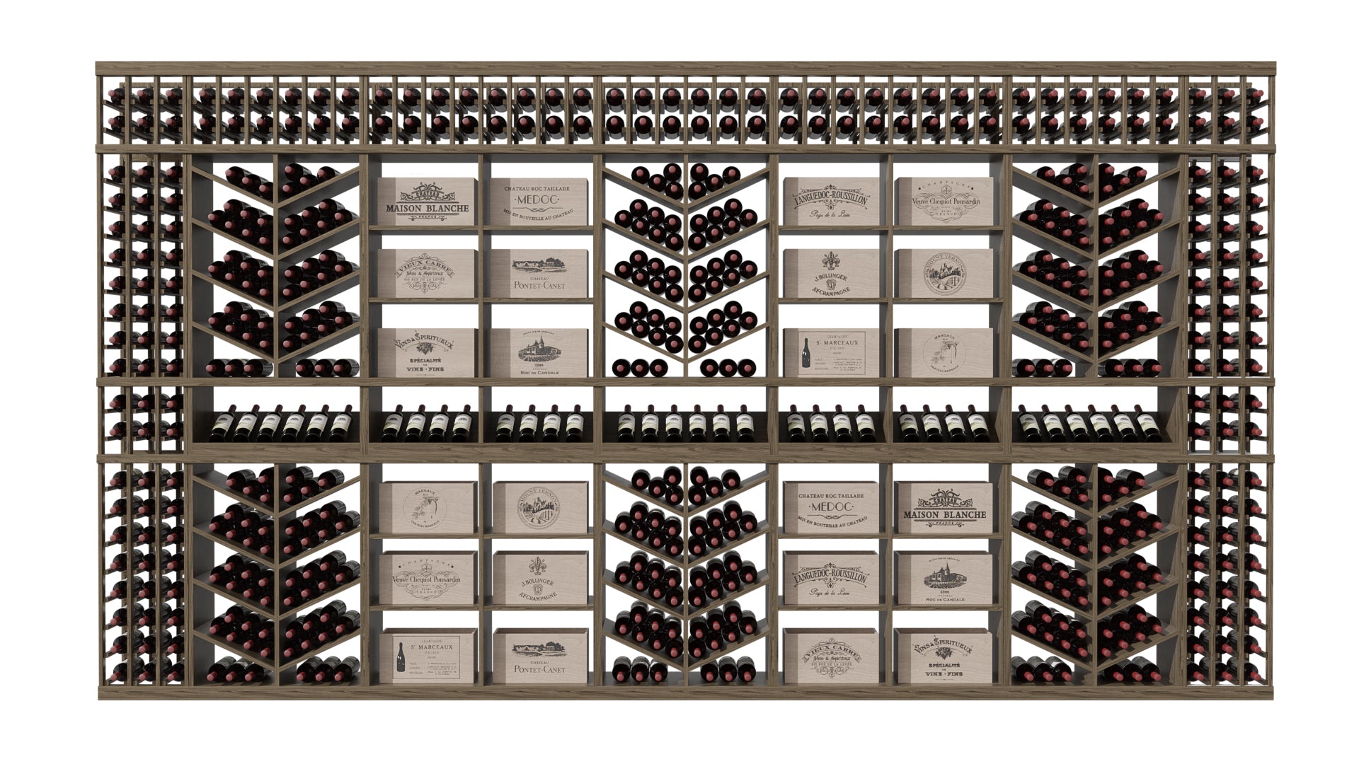 GrandCellar™ The Chevron Cove Vignette in Walnut Unstained with WineSafe™ Satin Sealant