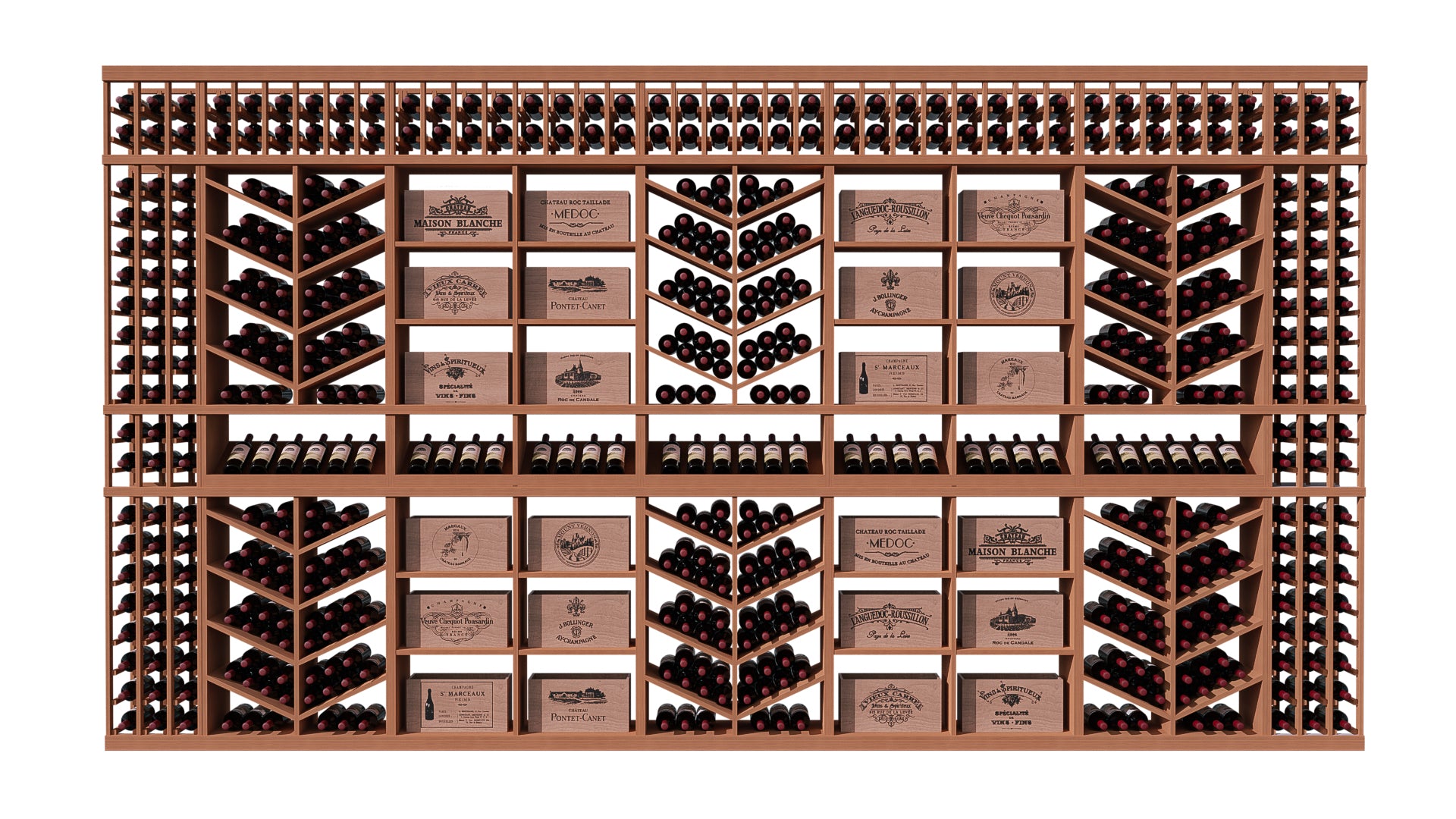 GrandCellar™ The Chevron Cove Vignette in Sapele Mahogany Unstained without WineSafe™ Satin Sealant