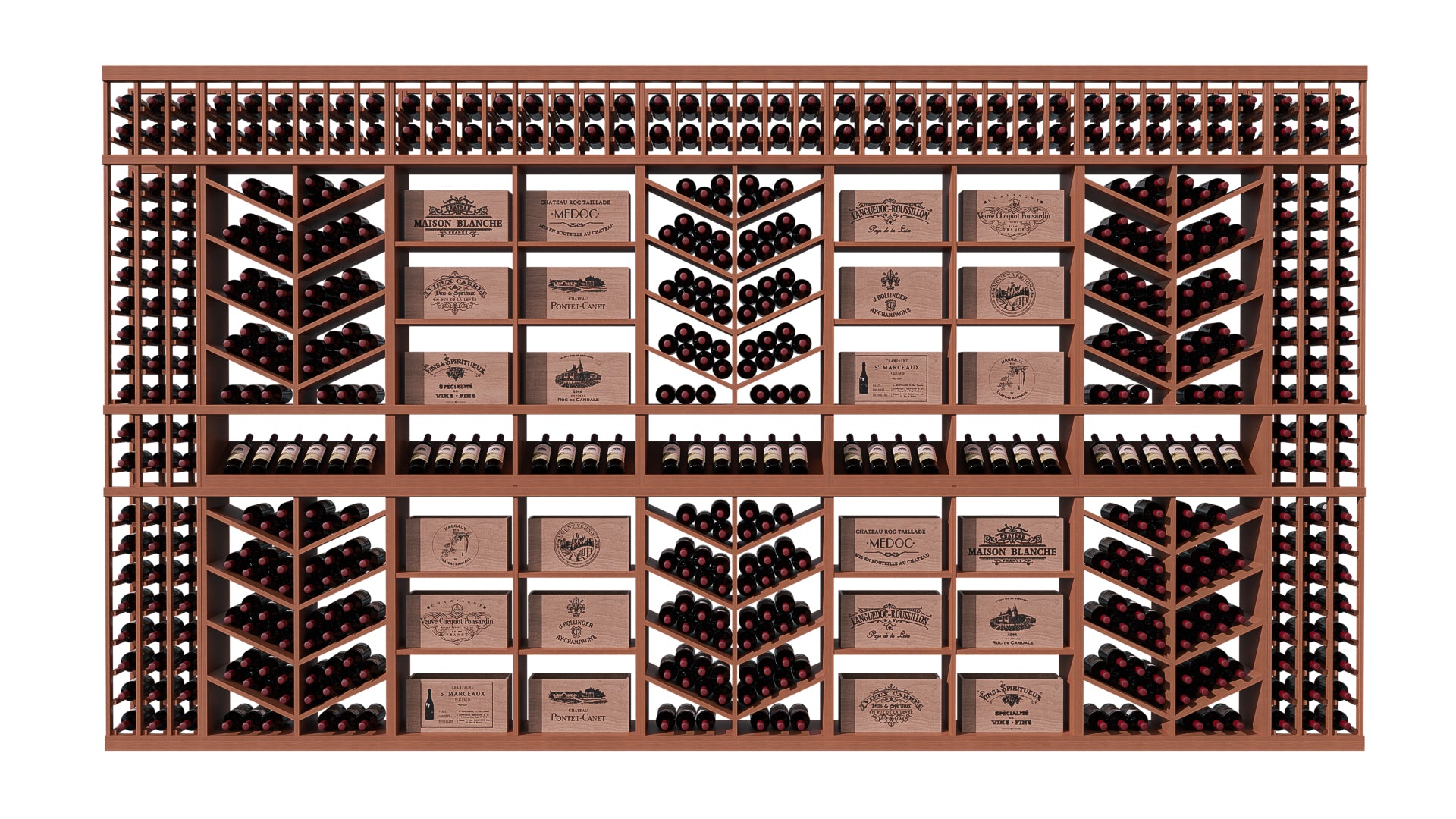 GrandCellar™ The Chevron Cove Vignette in Sapele Mahogany Unstained with WineSafe™ Satin Sealant