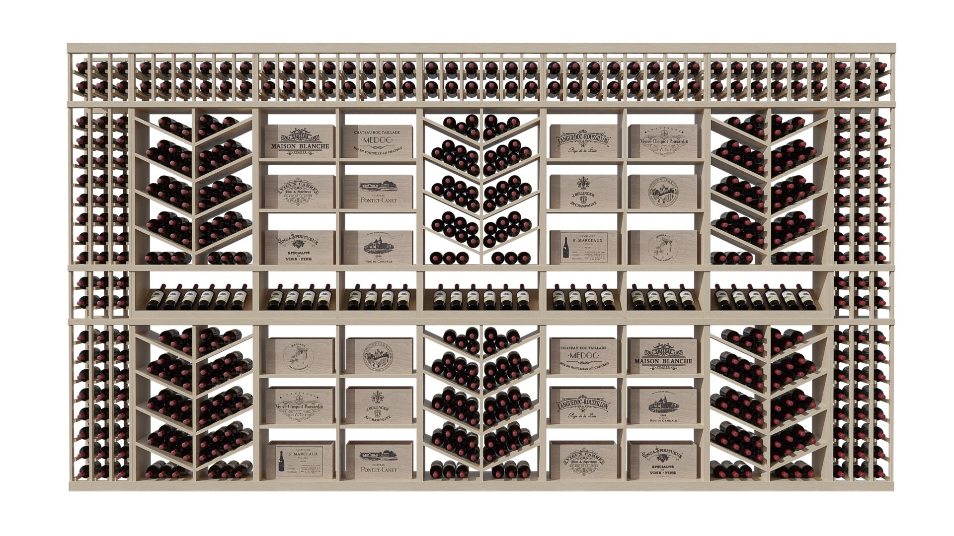 GrandCellar™ The Chevron Cove Vignette in White Oak Unstained with WineSafe™ Satin Sealant