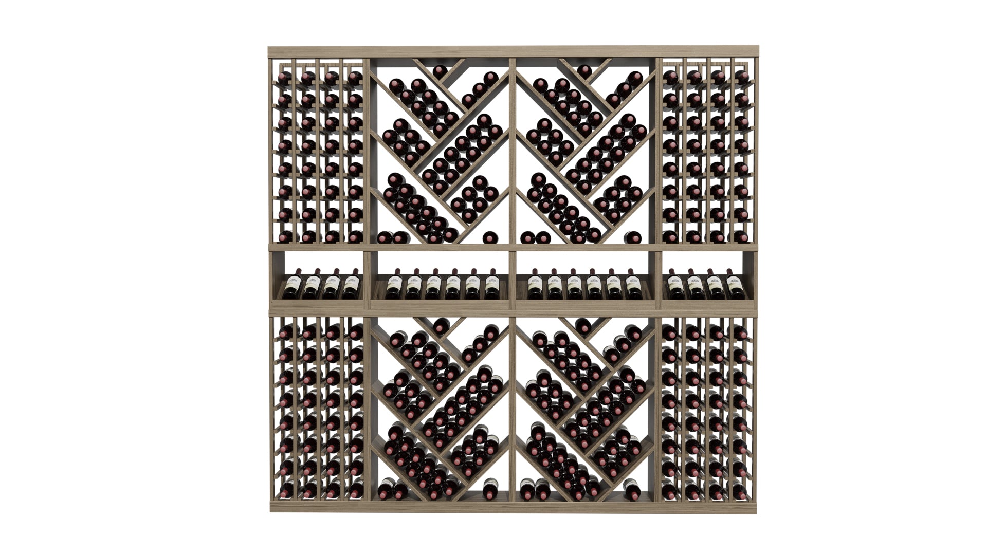 GrandCellar™ The Herringbone Haven Vignette in Walnut Unstained with WineSafe™ Satin Sealant