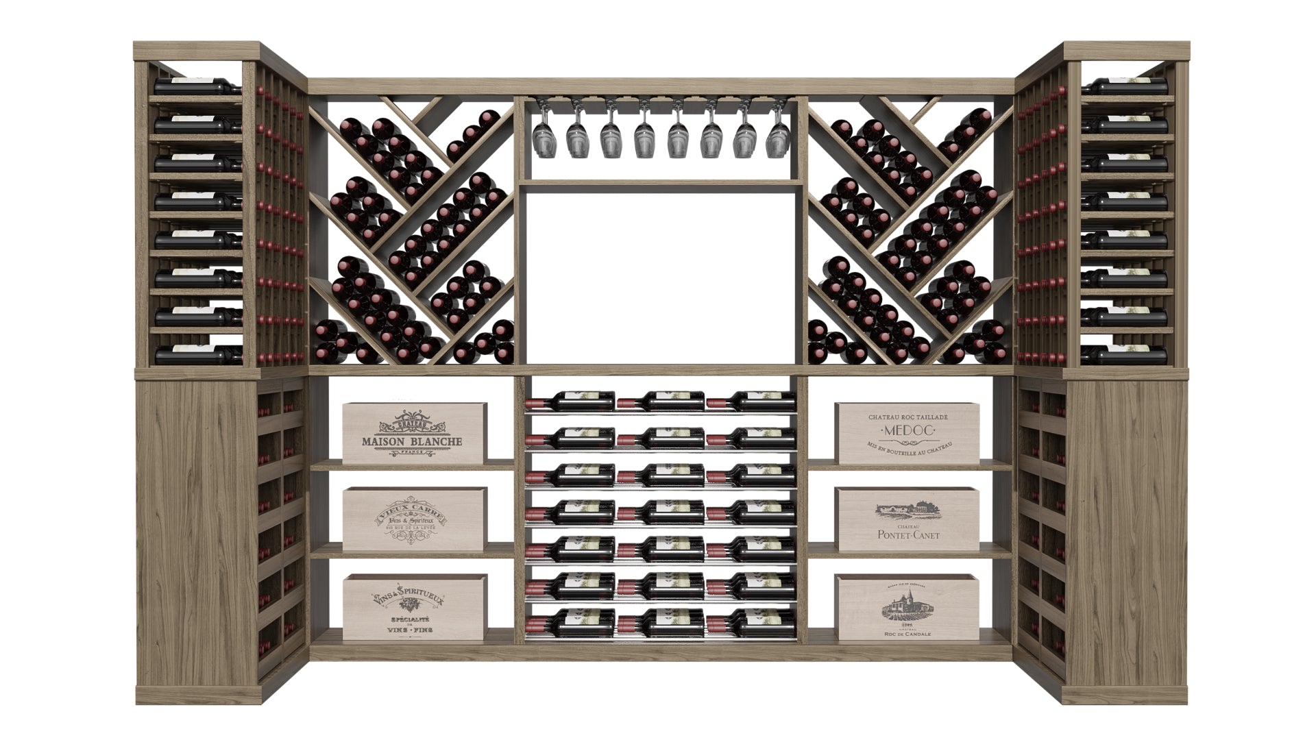 GrandCellar™ The Label Vista Vignette in Walnut Unstained with WineSafe™ Satin Sealant