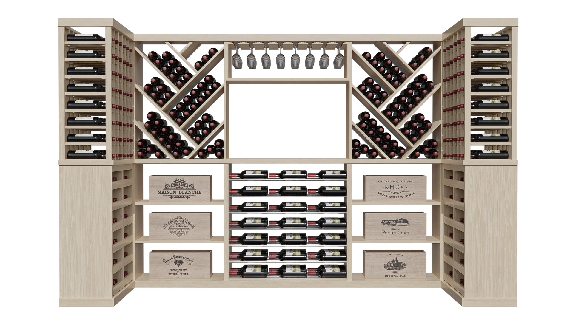 GrandCellar™ The Label Vista Vignette in White Oak Unstained with WineSafe™ Satin Sealant