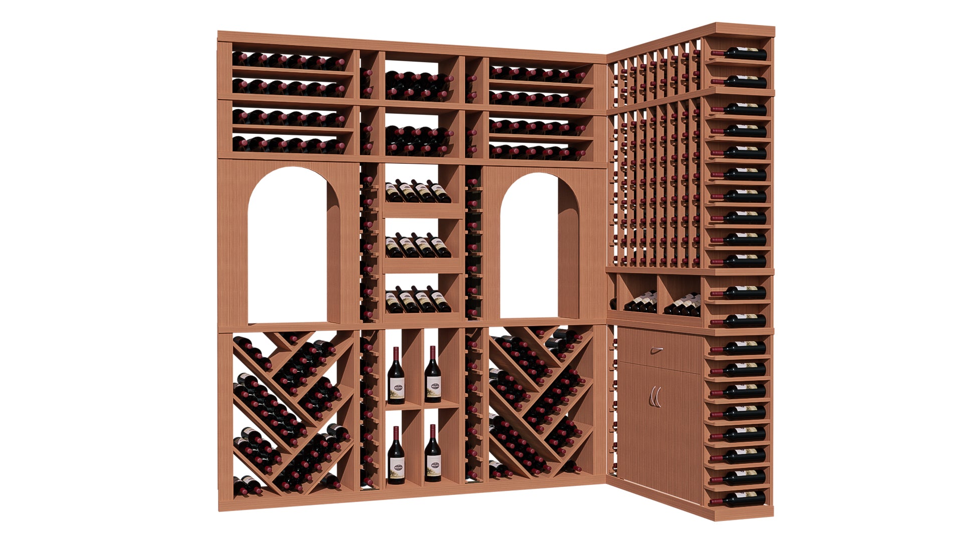 GrandCellar™ The Twin Arches Vignette in Sapele Mahogany Unstained without WineSafe™ Satin Sealant