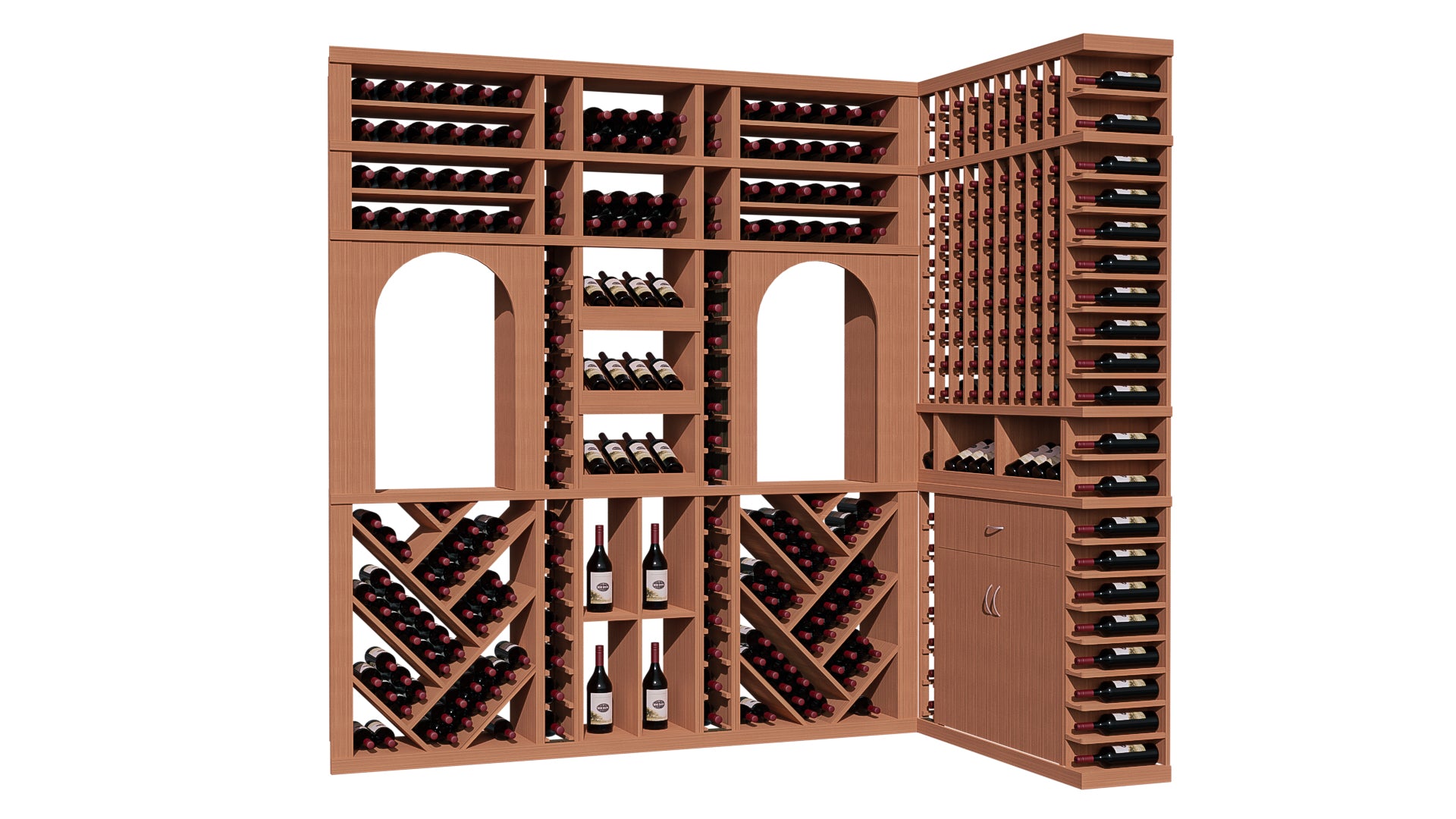 GrandCellar™ The Twin Arches Vignette in Sapele Mahogany Unstained with WineSafe™ Satin Sealant