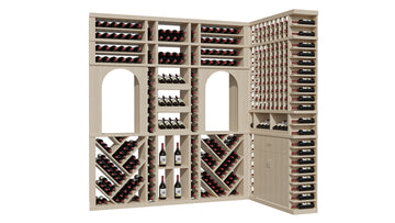 GrandCellar™ The Twin Arches Vignette in White Oak Unstained with WineSafe™ Satin Sealant