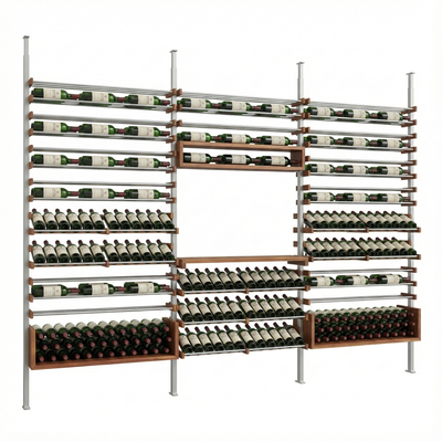 The Works, Walnut and Silver Metal – Wine Racks America