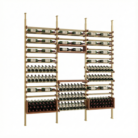 The Works, Walnut and Silver Metal – Wine Racks America