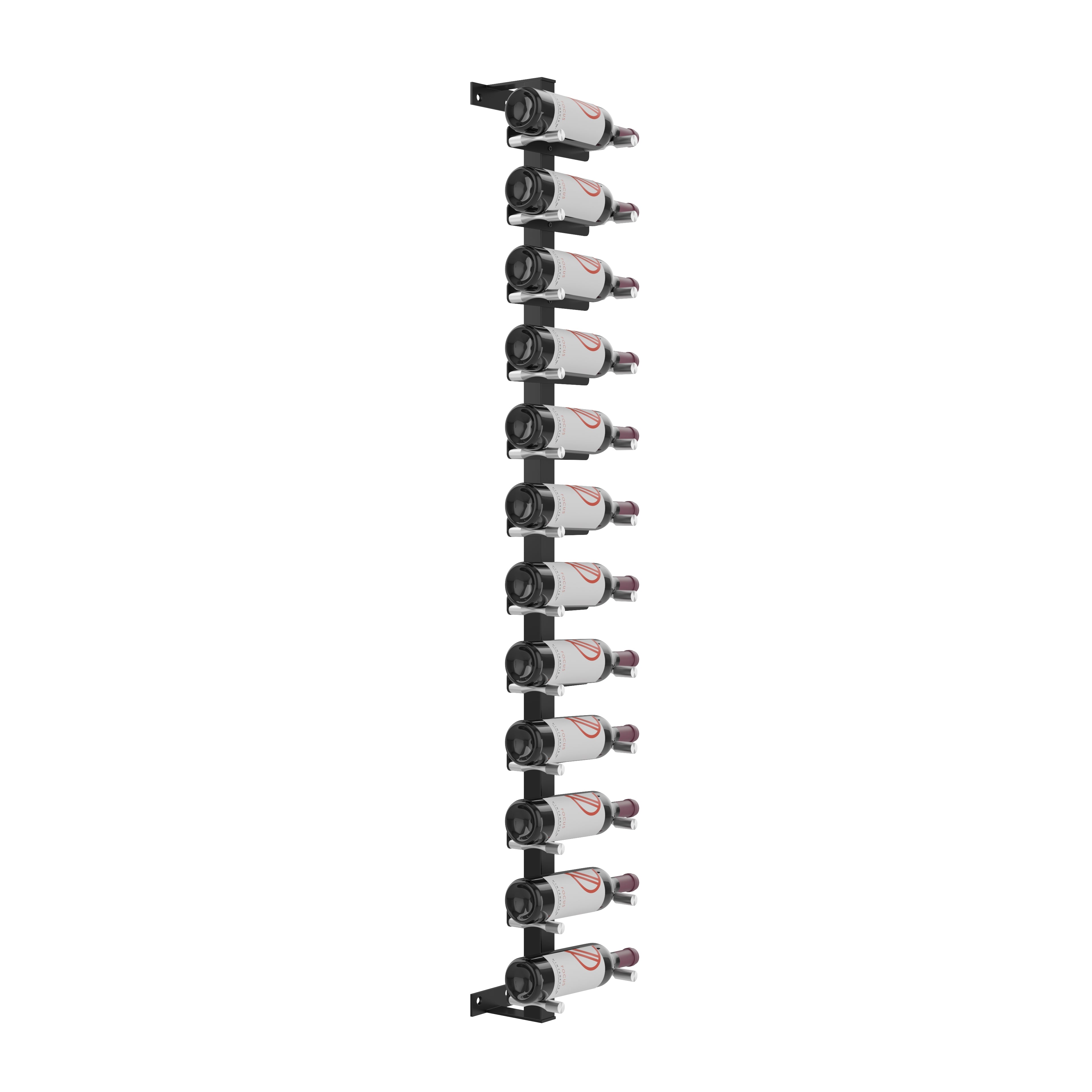 Vino Pins Wall Mounted Wine Rack Post Kit - 12 bottles in 12 Bottles Matte Black/Milled Aluminum