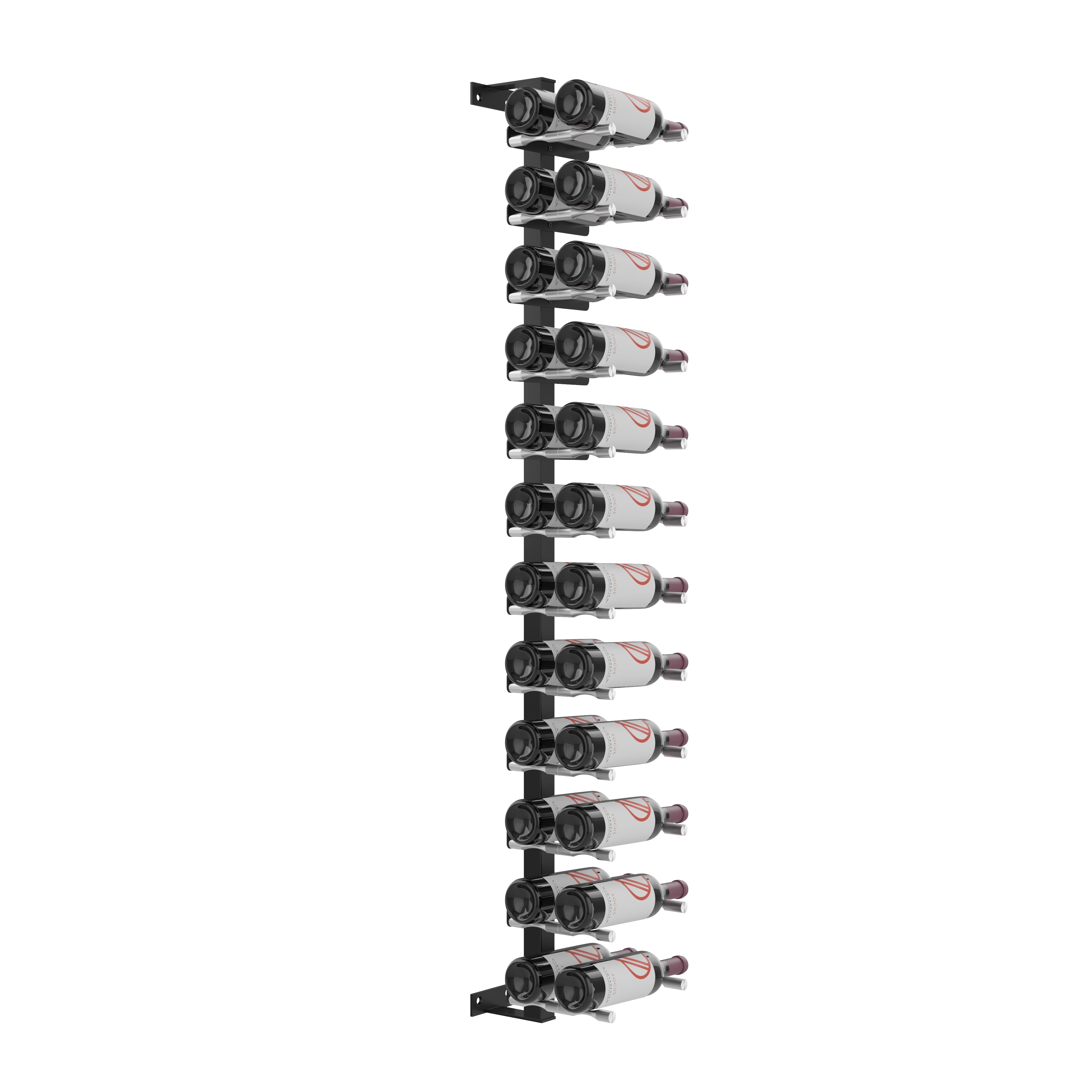 Vino Pins Wall Mounted Wine Rack Post Kit - 12 bottles in 24 Bottles Matte Black/Milled Aluminum