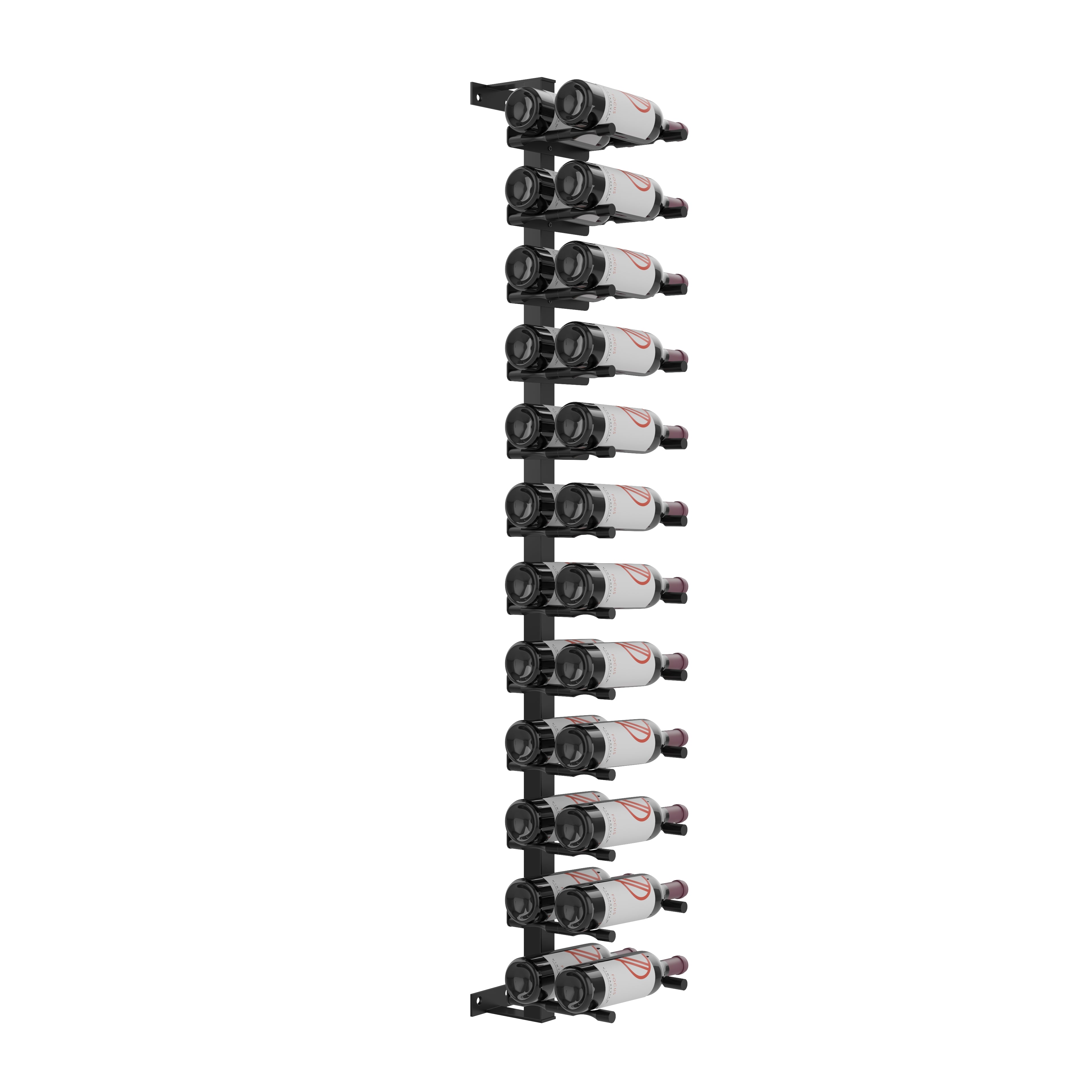 Vino Pins Wall Mounted Wine Rack Post Kit - 12 bottles in 24 Bottles Matte Black