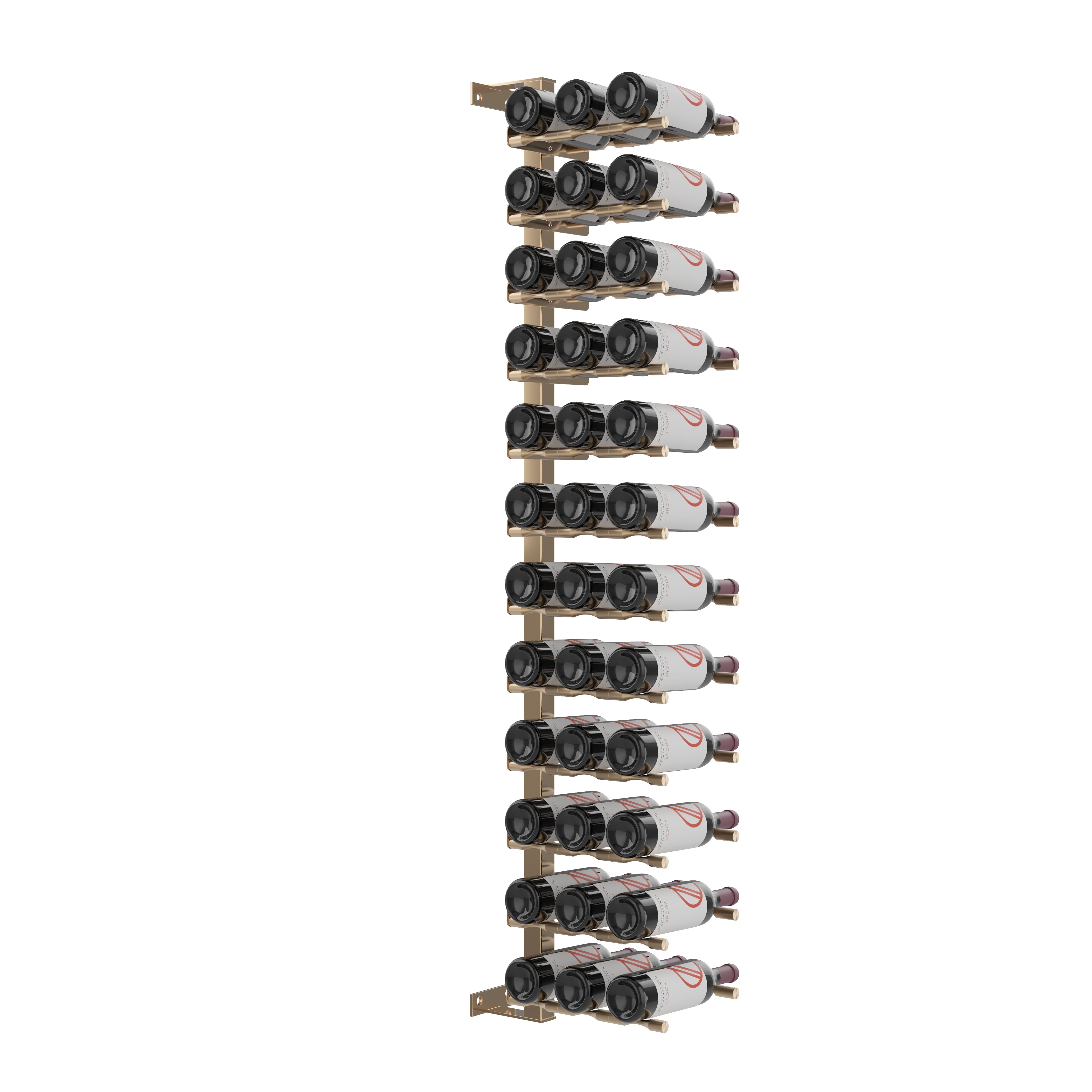 Vino Pins Wall Mounted Wine Rack Post Kit - 12 bottles in 36 Bottles Golden Bronze