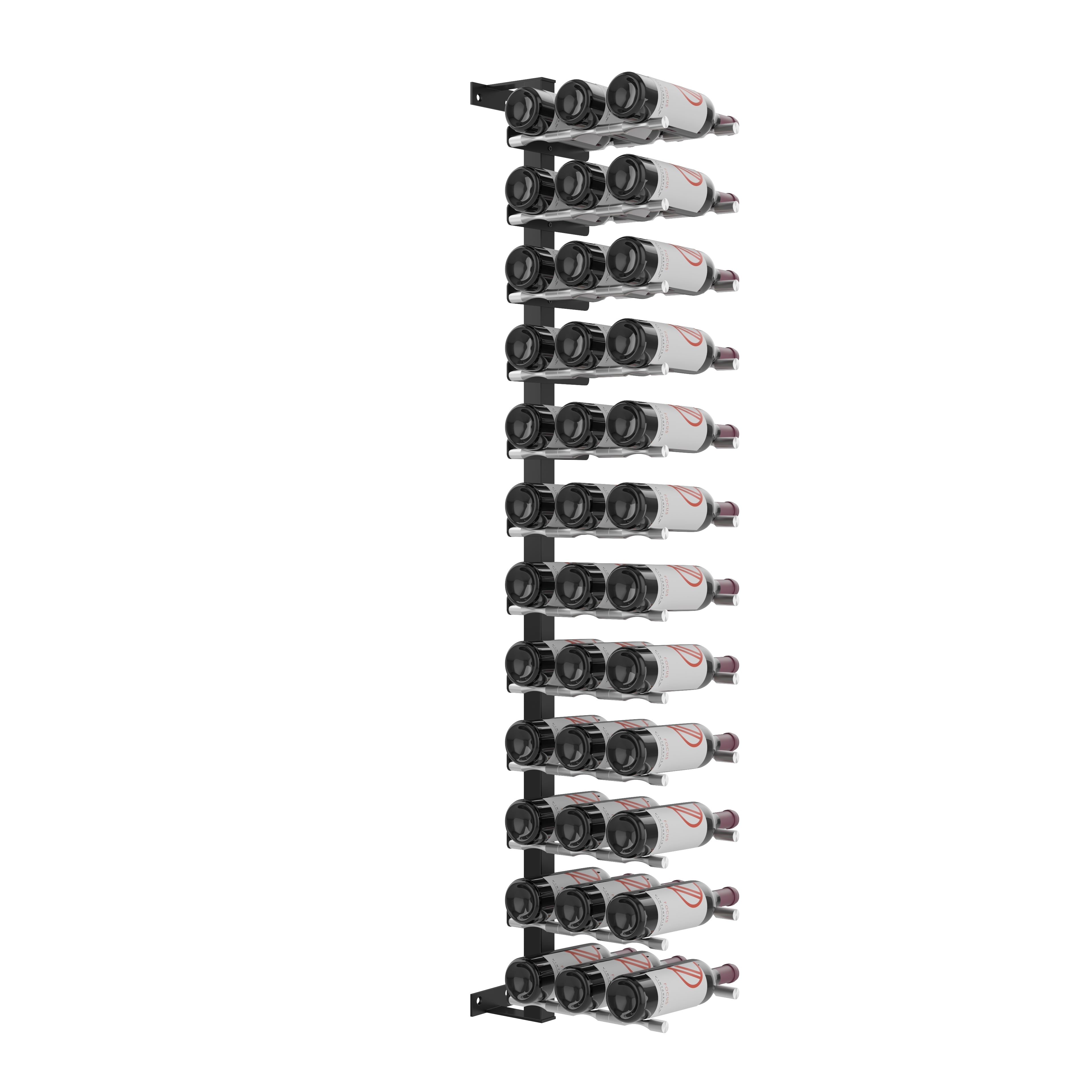 Vino Pins Wall Mounted Wine Rack Post Kit - 12 bottles in 36 Bottles Matte Black/Milled Aluminum