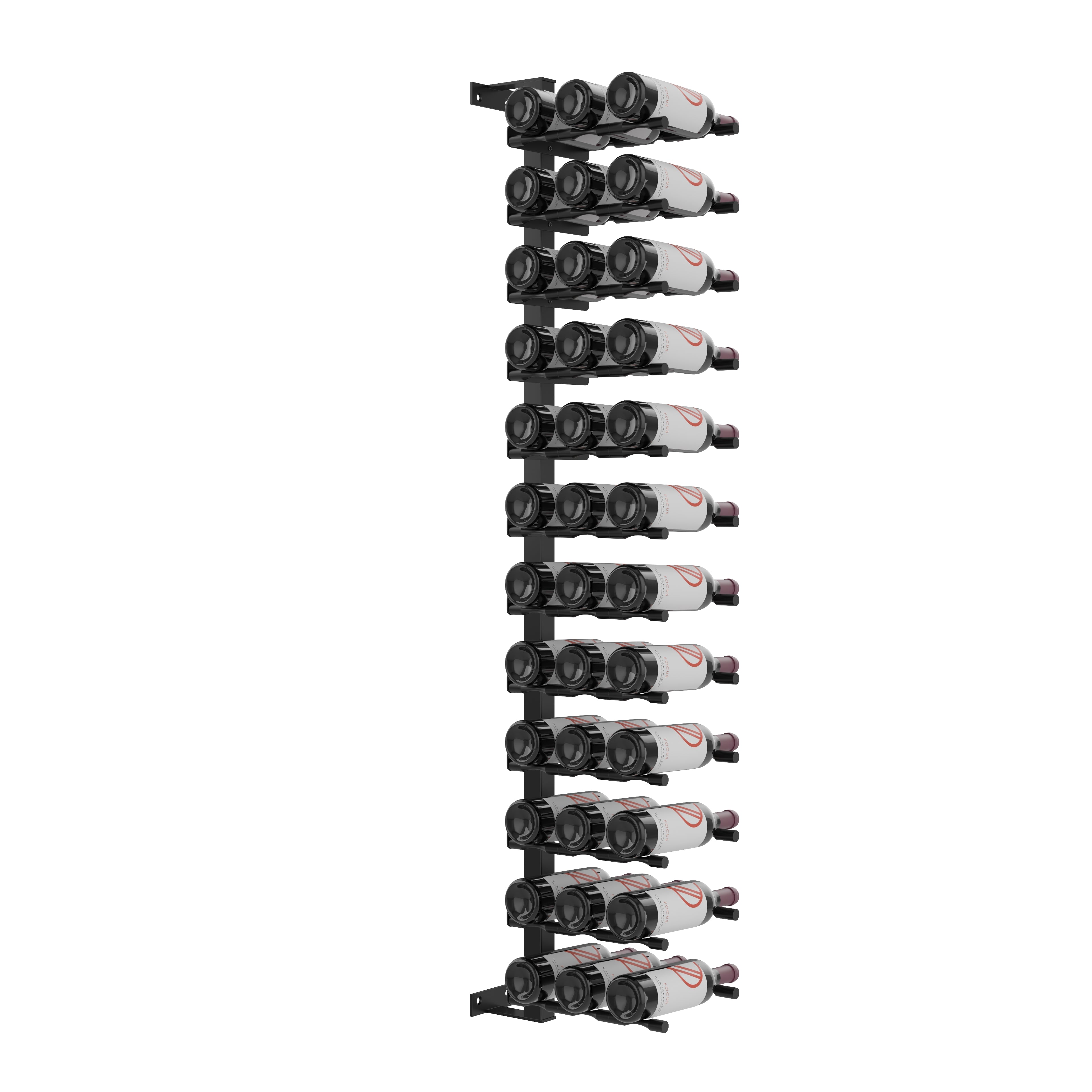 Vino Pins Wall Mounted Wine Rack Post Kit - 12 bottles in 36 Bottles Matte Black