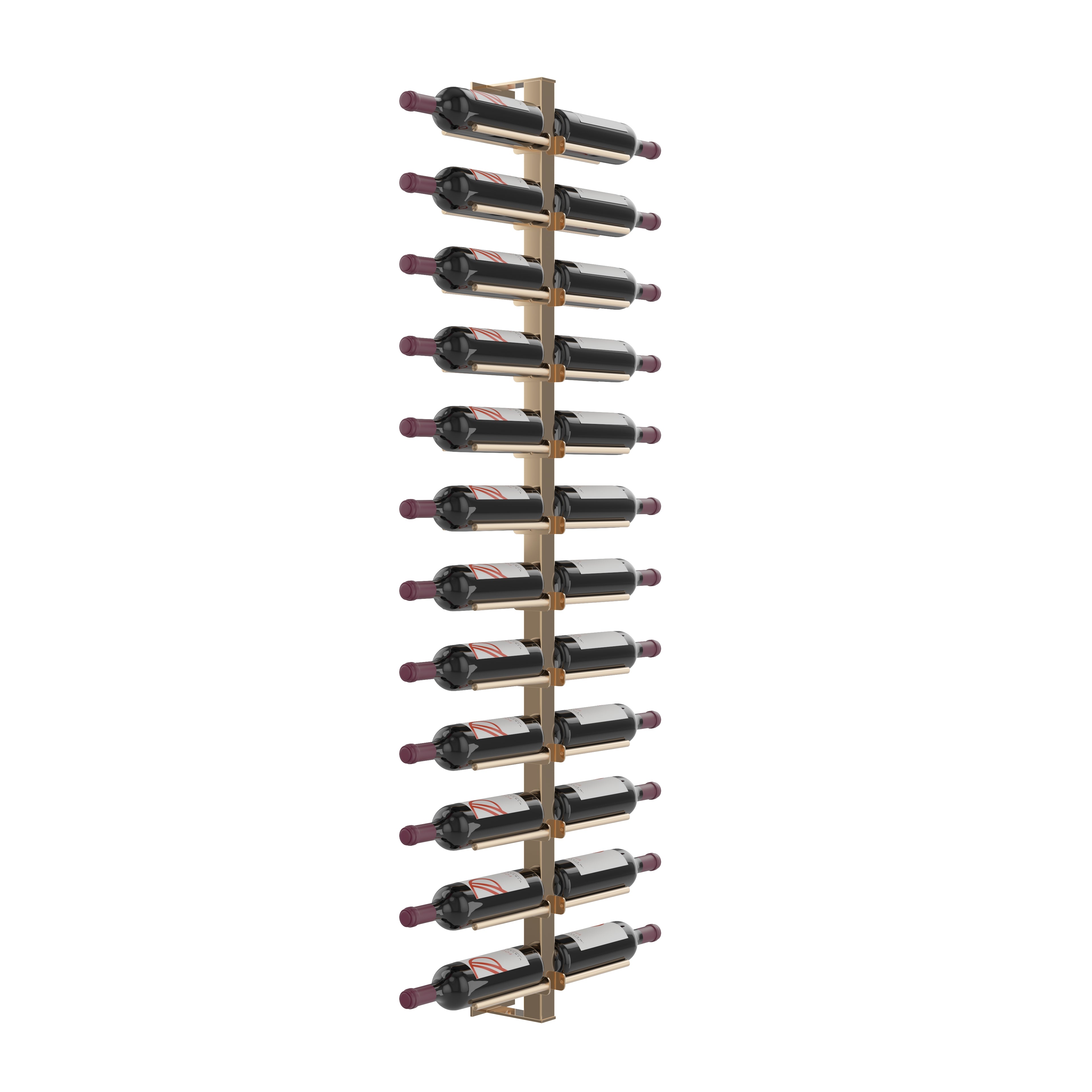 Vino Rails Wall Mounted Wine Rack Post Kit - 24 bottles in 24 Bottles Golden Bronze