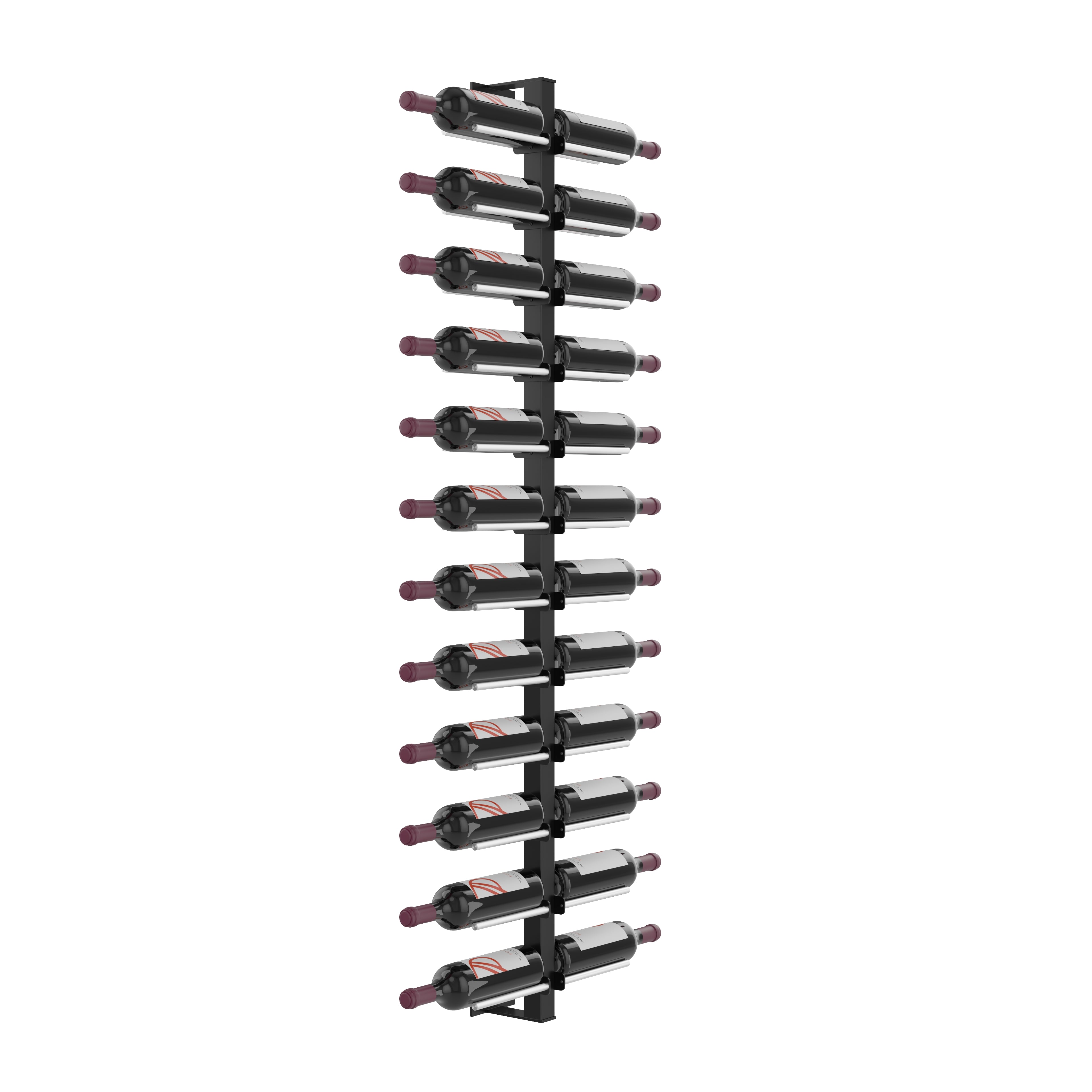 Vino Rails Wall Mounted Wine Rack Post Kit - 24 bottles in 24 Bottles Matte Black/Milled Aluminum