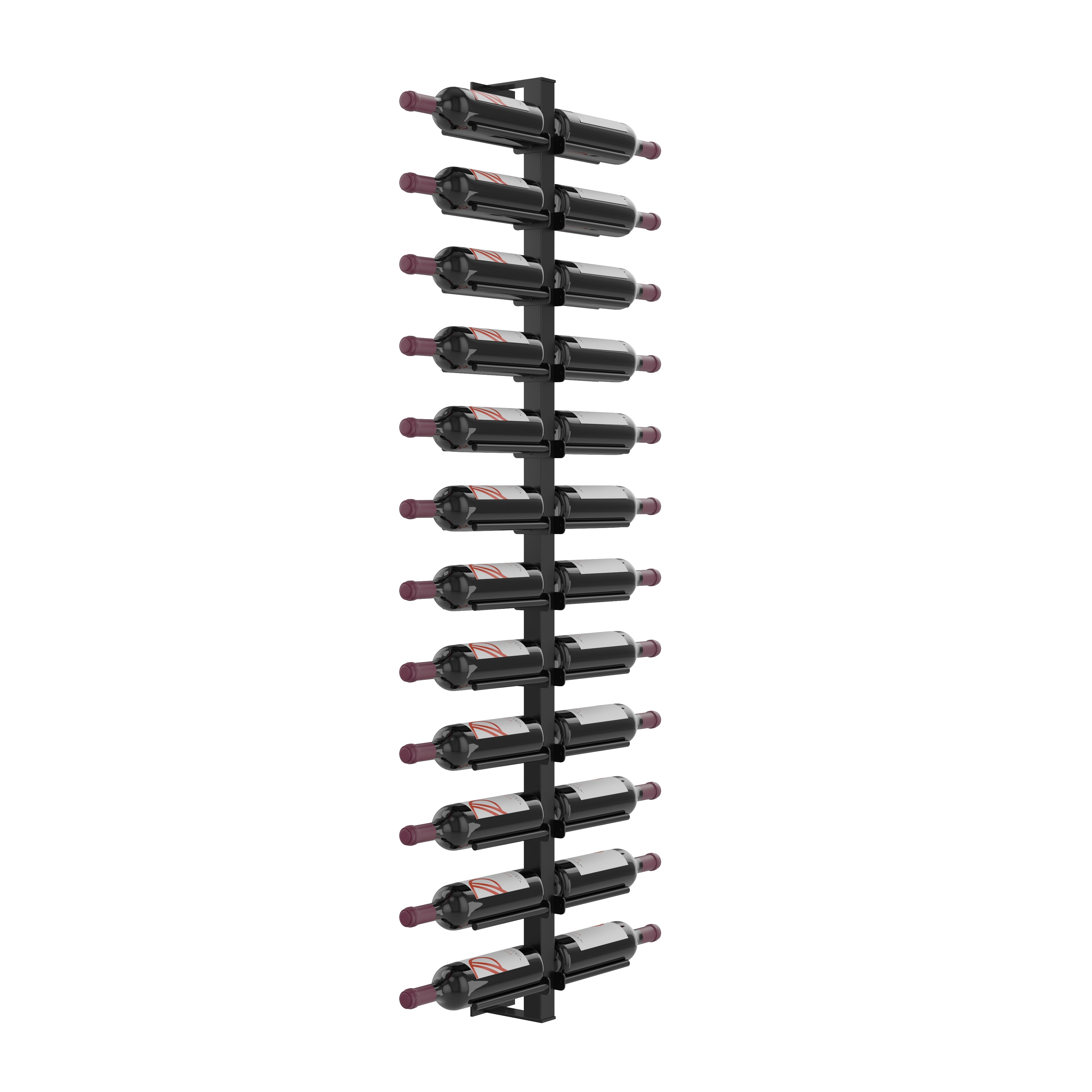 Vino Rails Wall Mounted Wine Rack Post Kit - 24 bottles in 24 Bottles Matte Black