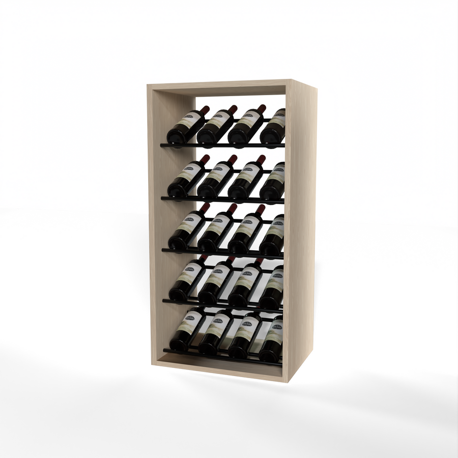 GrandCellar - 4 Column Full-Depth Label-Forward Wine Base Display - 36" - Black Metal Rods
