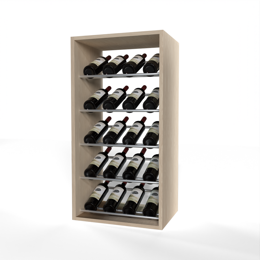 GrandCellar - 4 Column Full-Depth Label-Forward Wine Base Display - 36" - Silver Metal Rods