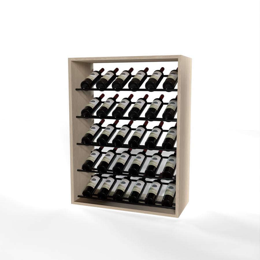 GrandCellar - 6 Column Full-Depth Label-Forward Wine Base Display - 36" - Black Metal Rods