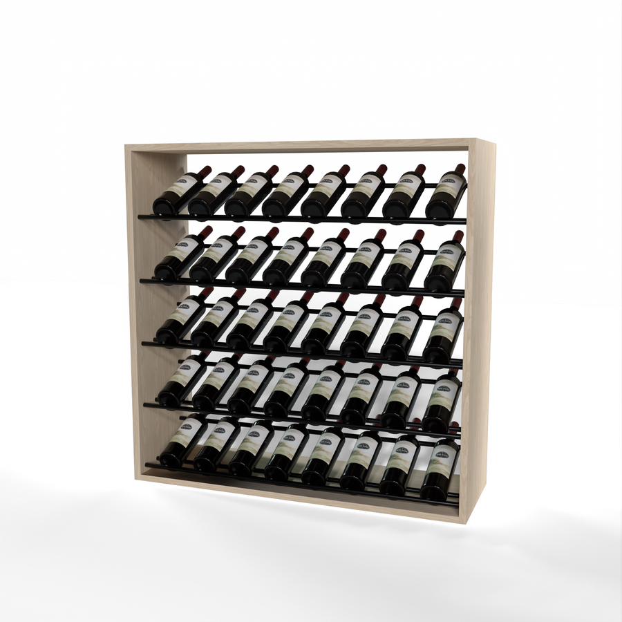 GrandCellar - 8 Column Full-Depth Label-Forward Wine Base Display - 36" - Black Metal Rods