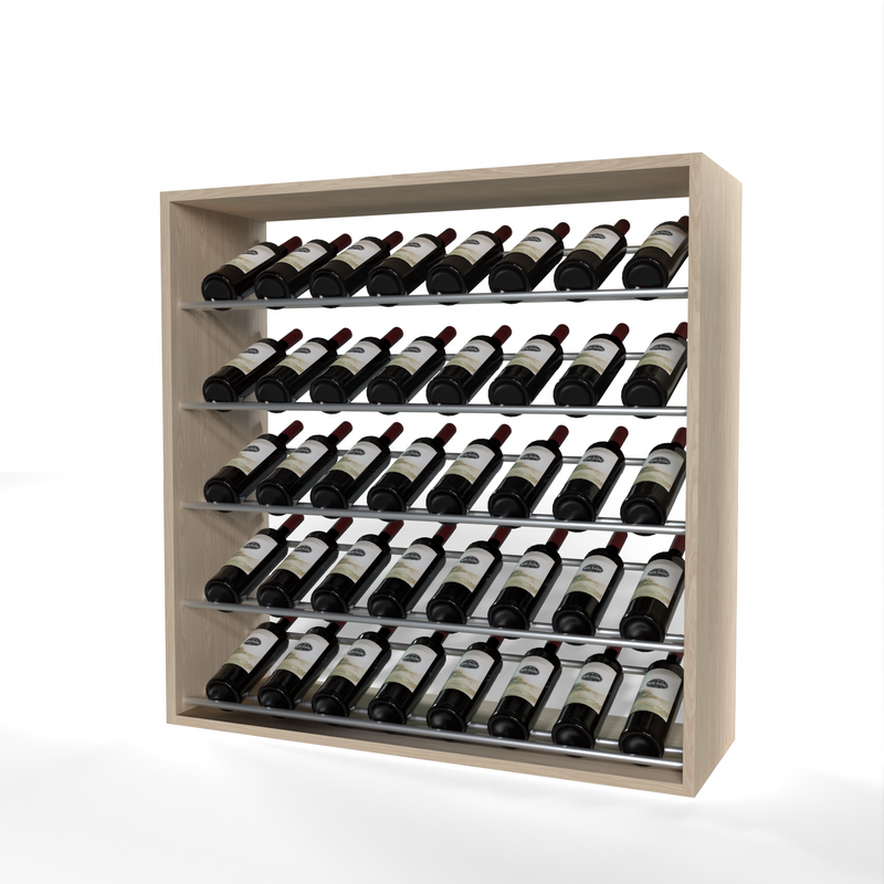GrandCellar - 8 Column Full-Depth Label-Forward Wine Base Display - 36" - Silver Metal Rods