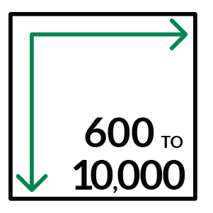 For spaces 600 - 10,000cf