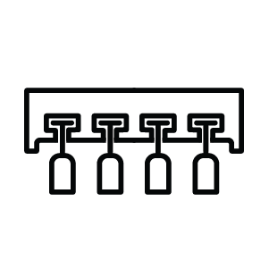 Features stemware storage