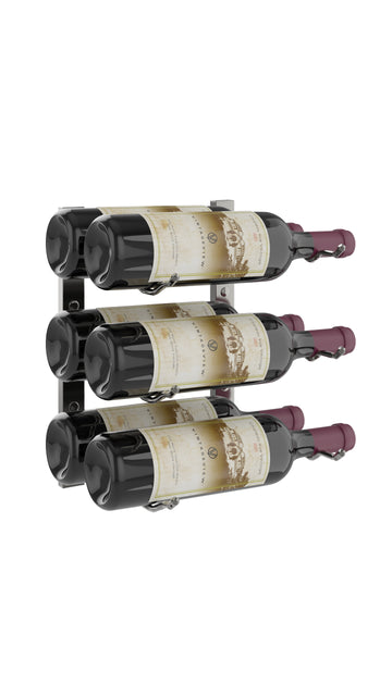 W Series Wine Rack 1 (modern wall mounted metal bottle storage) in 6 Bottles (Double Deep) Gunmetal