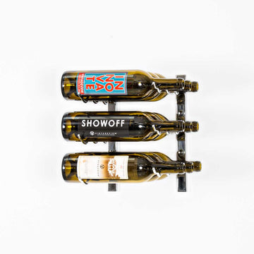 W Series Wine Rack 1 (modern wall mounted metal bottle storage) in 9 Bottles (Triple Deep) Chrome Luxe