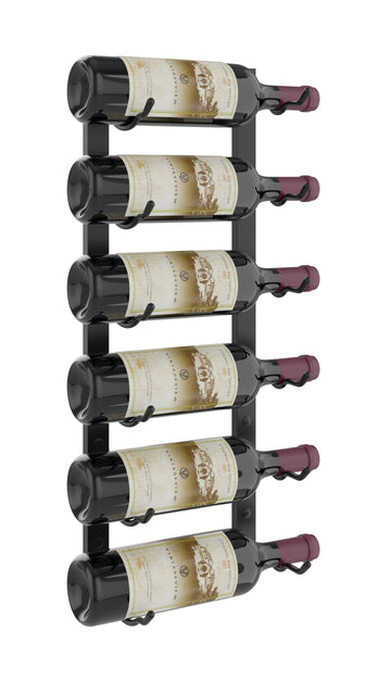 W Series Wine Rack 2 (wall mounted metal wine bottle storage) in 6 Bottles (Single Deep) Matte Black