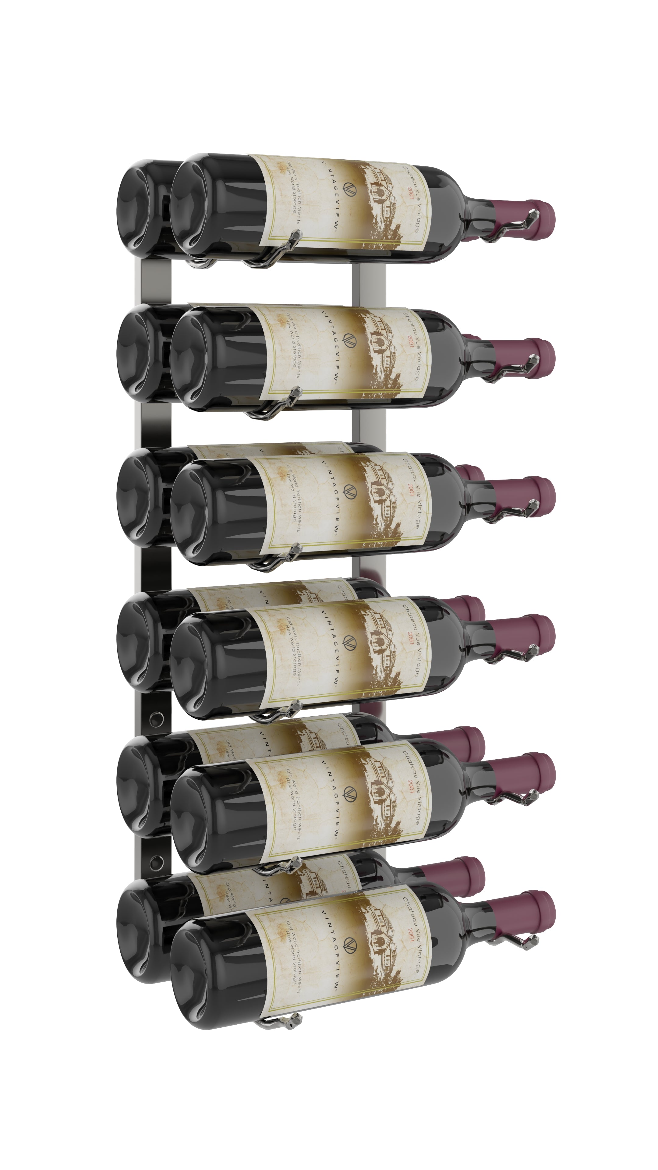 W Series Wine Rack 2 (wall mounted metal wine bottle storage) in 12 Bottles (Double Deep) Gunmetal