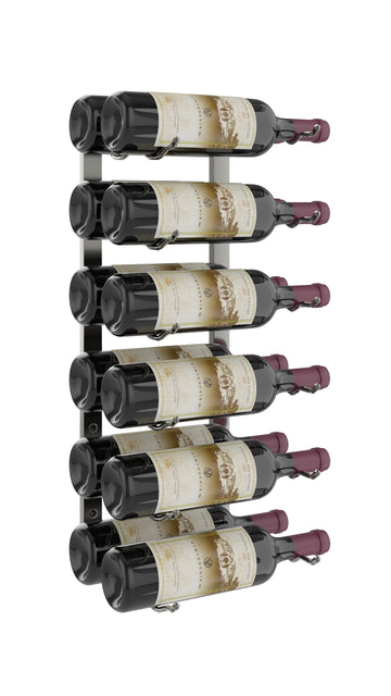 W Series Wine Rack 2 (wall mounted metal wine bottle storage) in 12 Bottles (Double Deep) Gunmetal