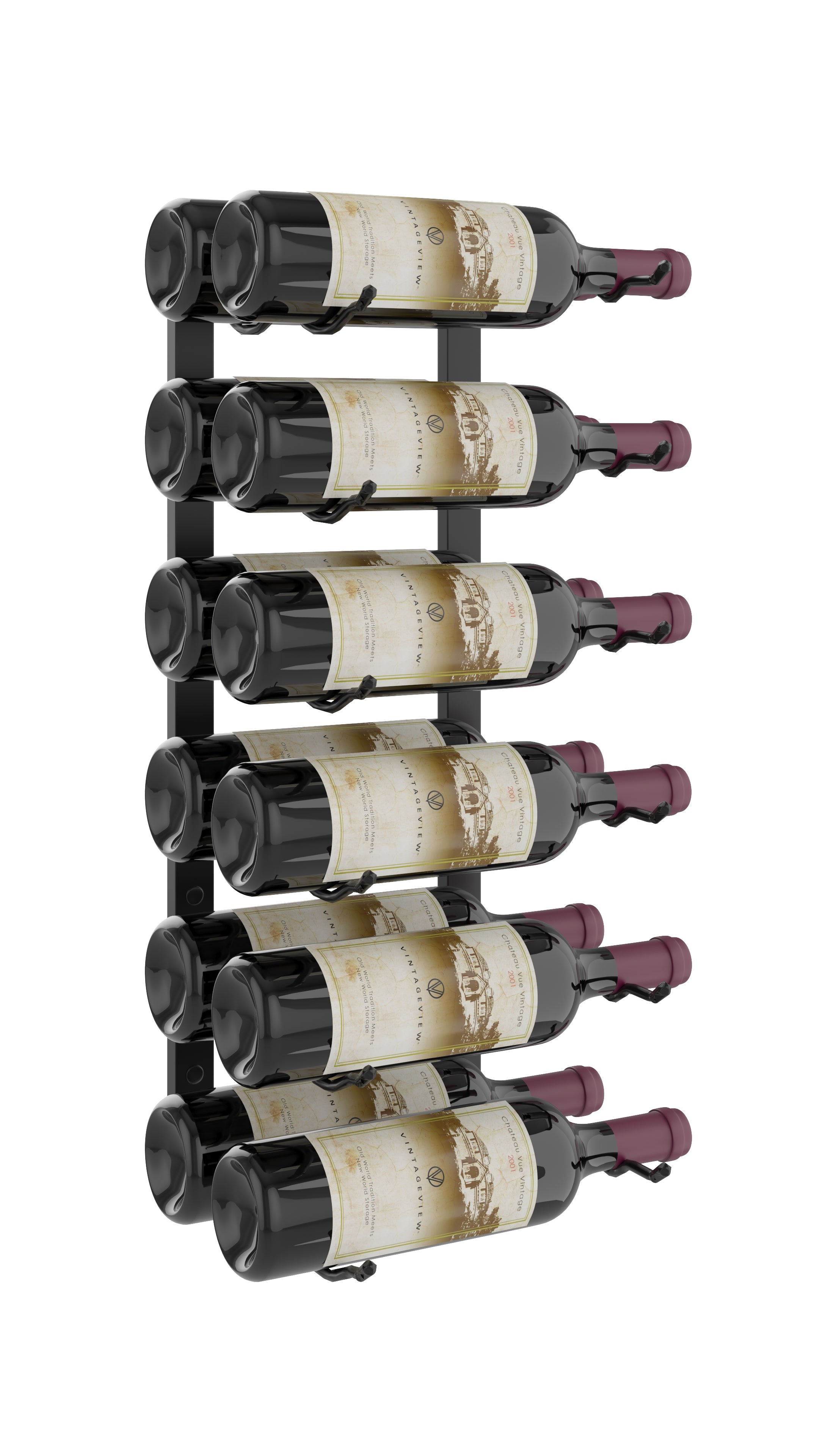 W Series Wine Rack 2 (wall mounted metal wine bottle storage) in 12 Bottles (Double Deep) Matte Black