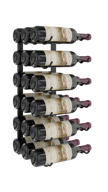 W Series Wine Rack 2 (wall mounted metal wine bottle storage) in 18 Bottles (Triple Deep) Matte Black