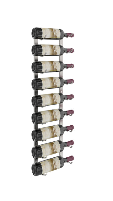 W Series Wine Rack 3 (wall mounted metal bottle storage) in 9 Bottles (Single Deep) Brushed Nickel
