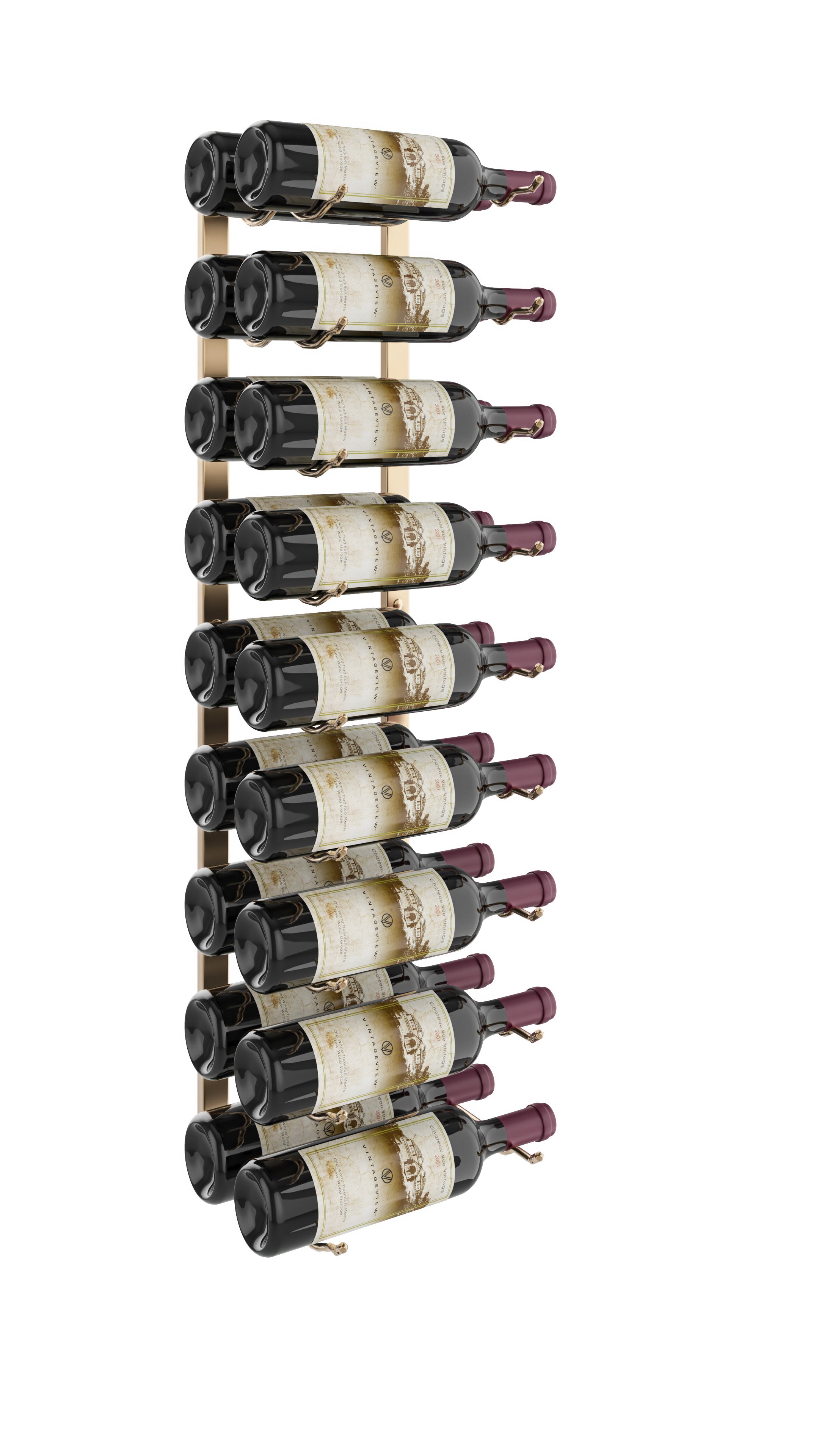 W Series Wine Rack 3 (wall mounted metal bottle storage) in 18 Bottles (Double Deep) Golden Bronze
