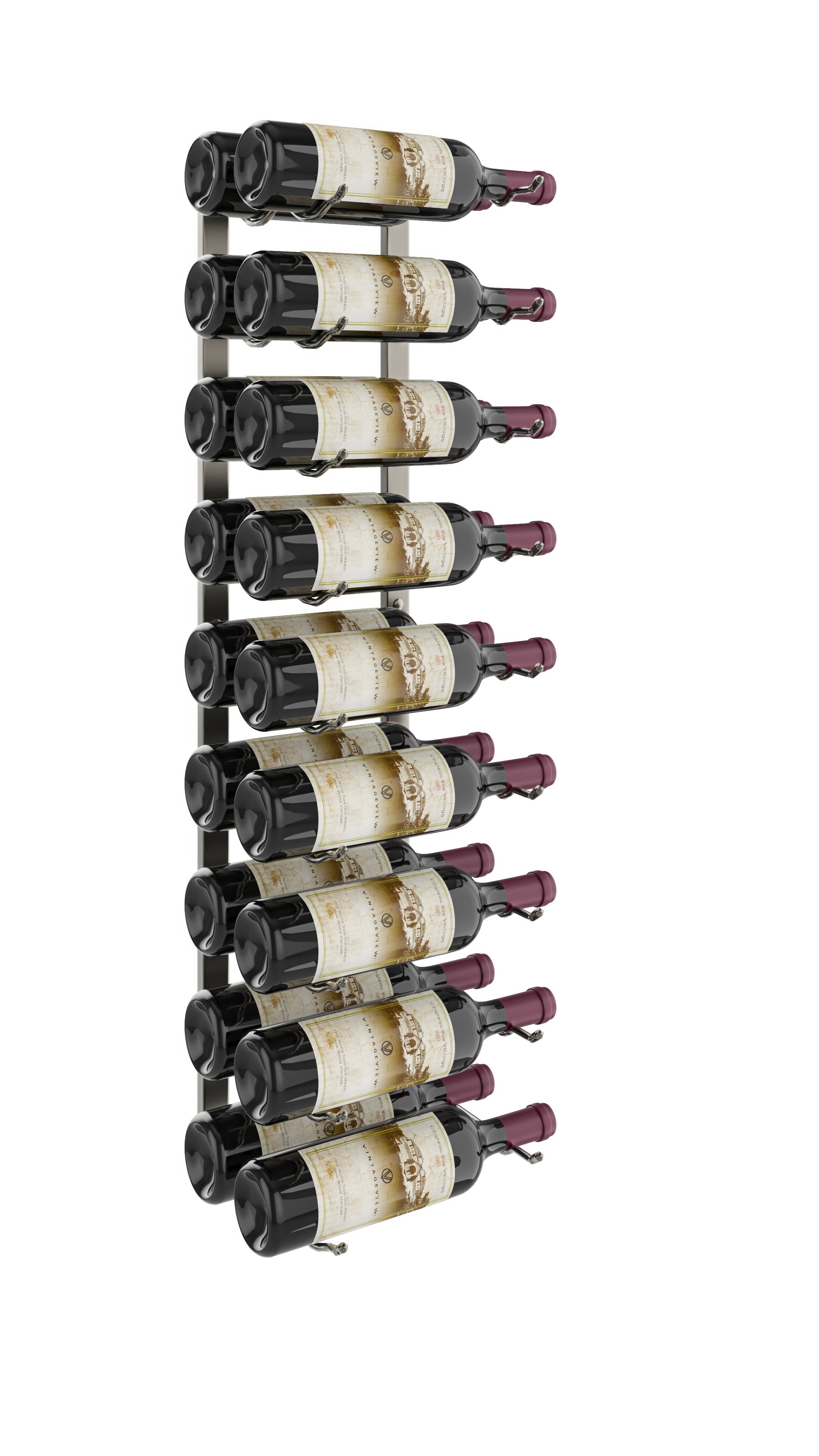 W Series Wine Rack 3 (wall mounted metal bottle storage) in 18 Bottles (Double Deep) Gunmetal