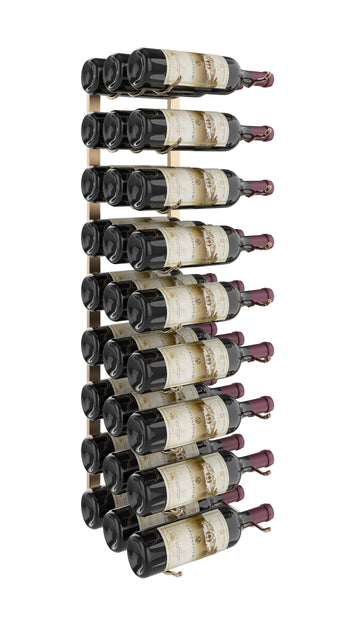 W Series Wine Rack 4 (wall mounted metal bottle storage) in 36 Bottles (Triple Deep) Golden Bronze