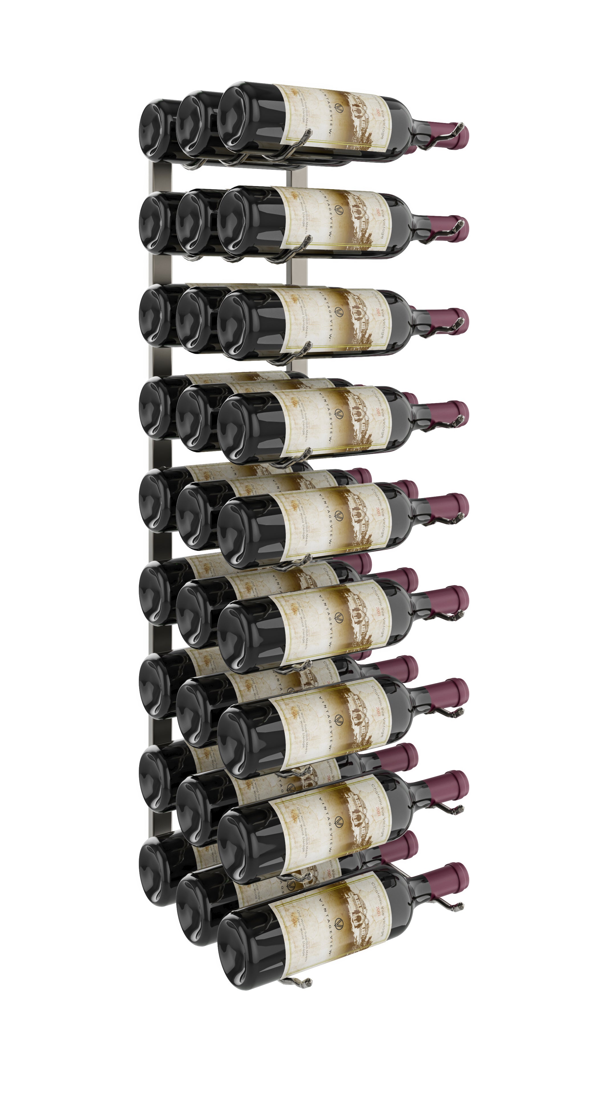 W Series Wine Rack 3 (wall mounted metal bottle storage) in 27 Bottles (Triple Deep) Gunmetal