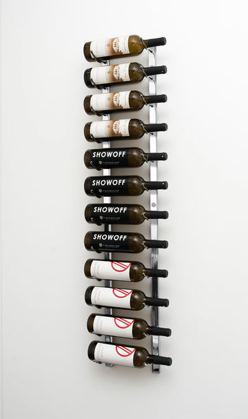 W Series 4 - 4ft Wall Mounted Metal Wine Rack in 12 Bottles (Single Deep) Chrome Luxe