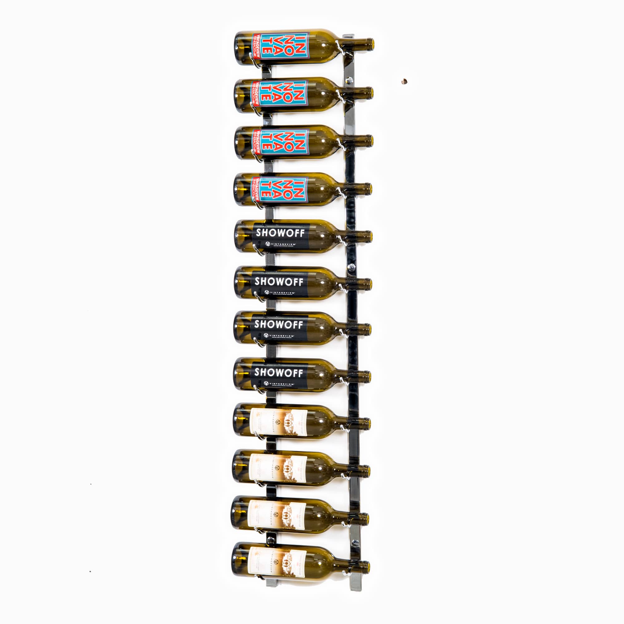 W Series Wine Rack 4 (wall mounted metal bottle storage) in 12 Bottles (Single Deep) Chrome Luxe