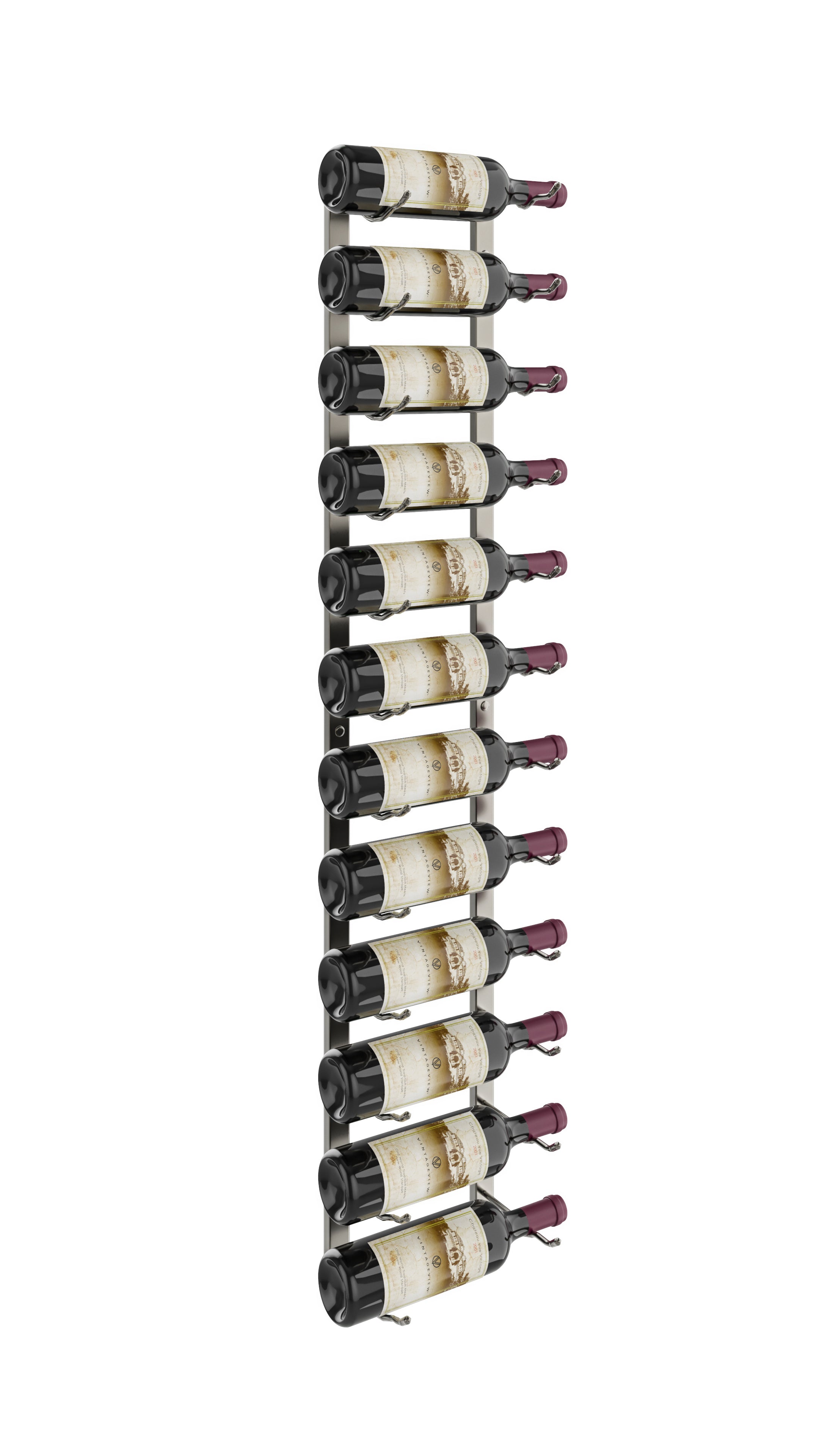 W Series Wine Rack 4 (wall mounted metal bottle storage) in 12 Bottles (Single Deep) Gunmetal