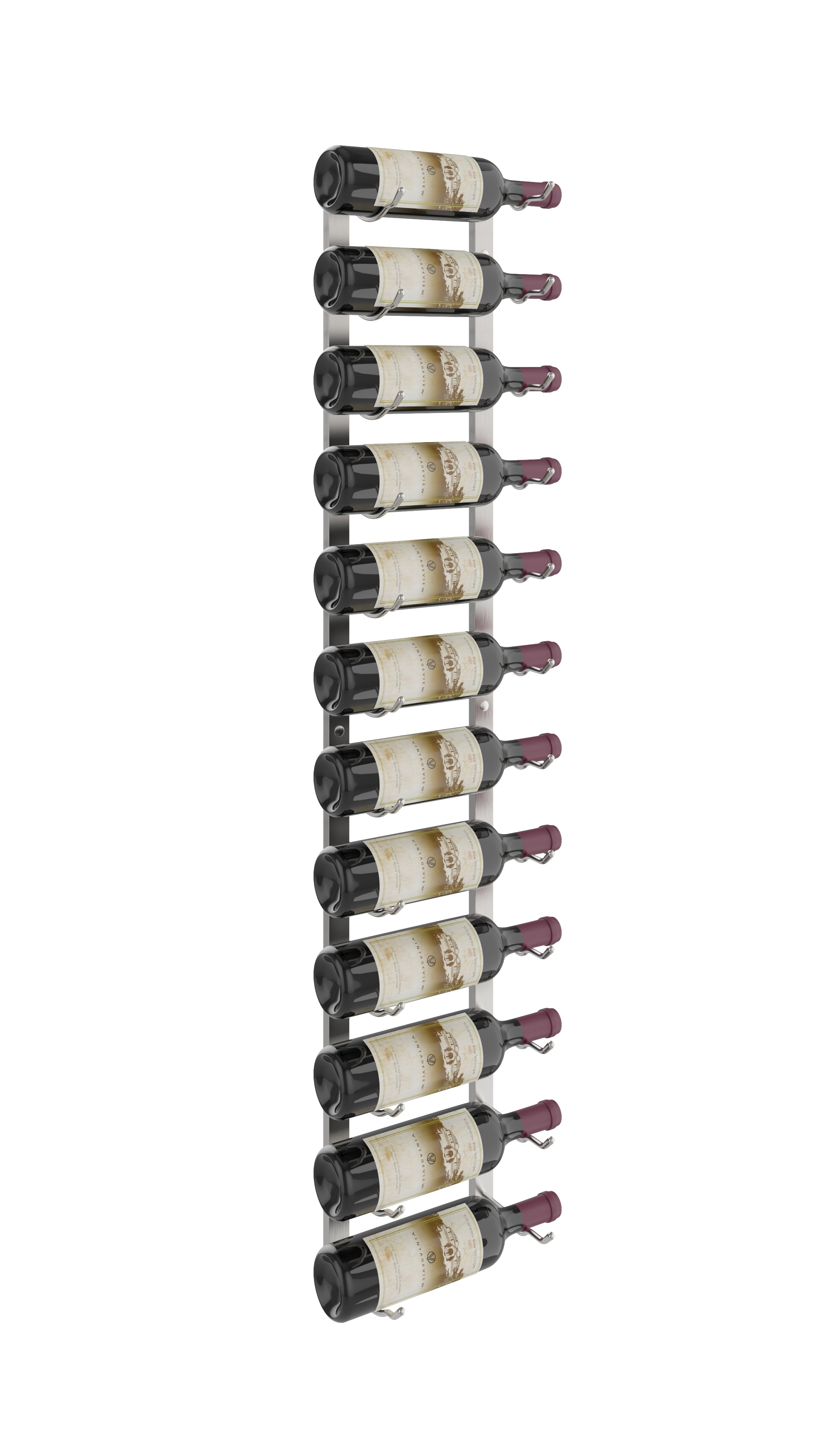 W Series Wine Rack 4 (wall mounted metal bottle storage) in 12 Bottles (Single Deep) Brushed Nickel