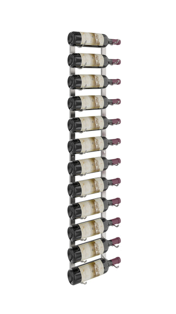 W Series Wine Rack 4 (wall mounted metal bottle storage) in 12 Bottles (Single Deep) Brushed Nickel