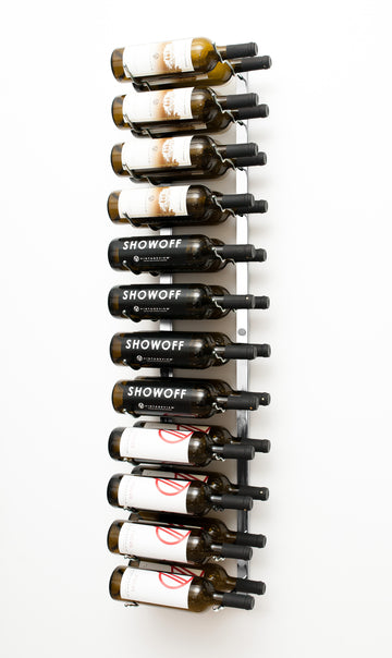 W Series 4 - 4ft Wall Mounted Metal Wine Rack in 24 Bottles (Double Deep) Chrome Luxe