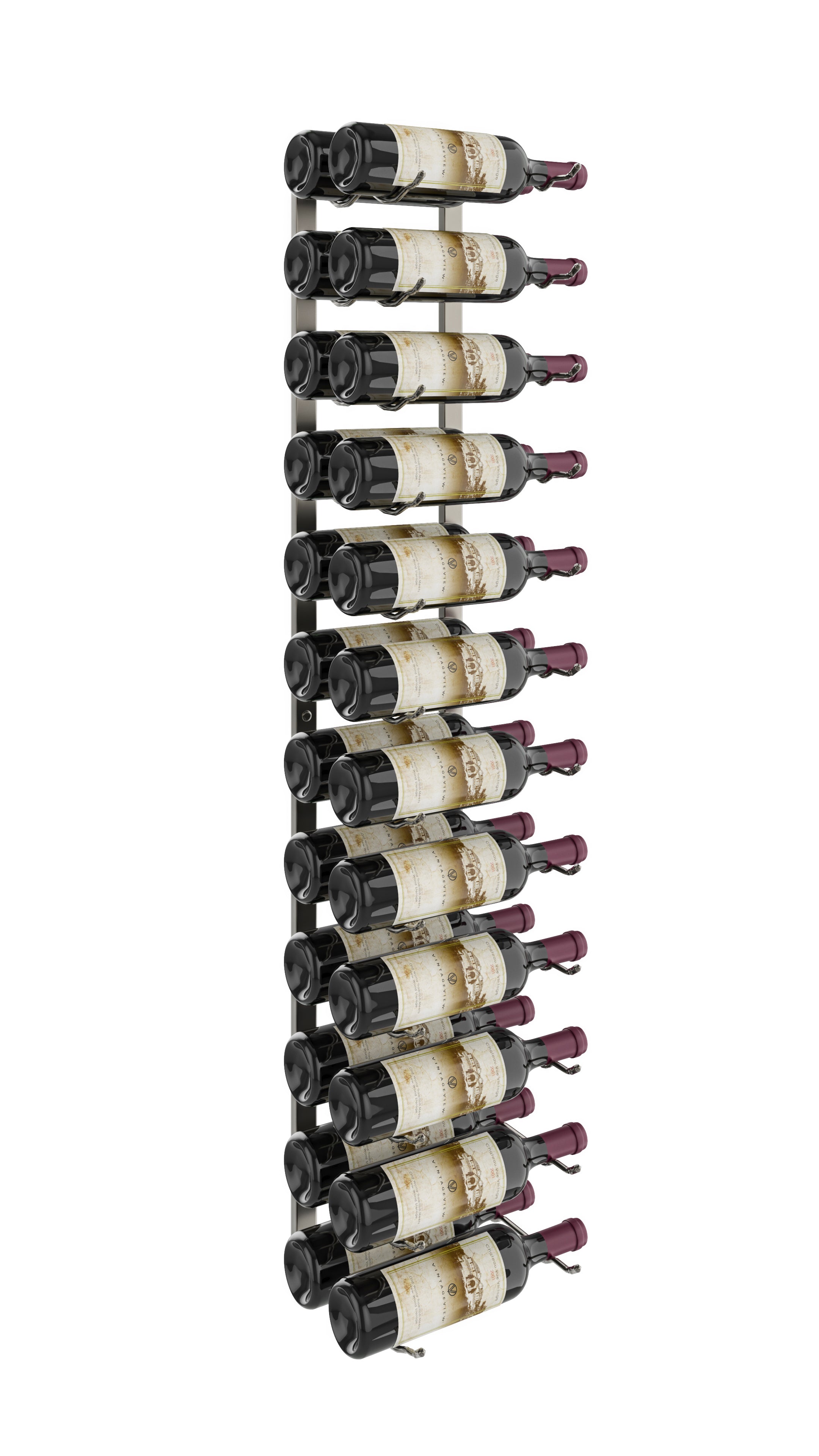 W Series Wine Rack 4 (wall mounted metal bottle storage) in 24 Bottles (Double Deep) Gunmetal