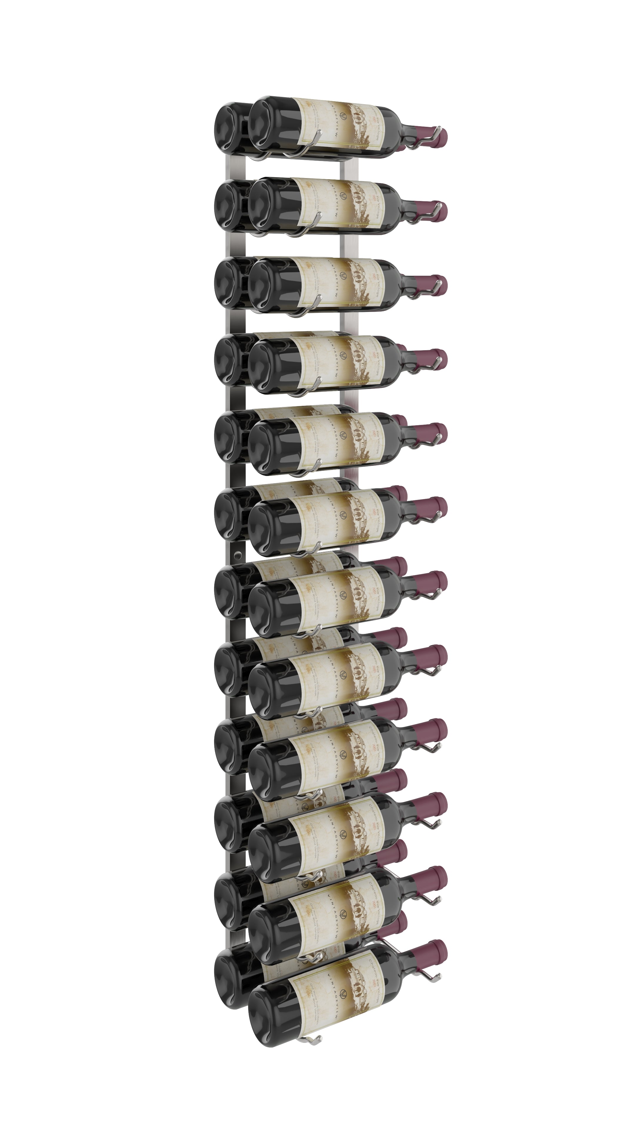 W Series Wine Rack 4 (wall mounted metal bottle storage) in 24 Bottles (Double Deep) Brushed Nickel