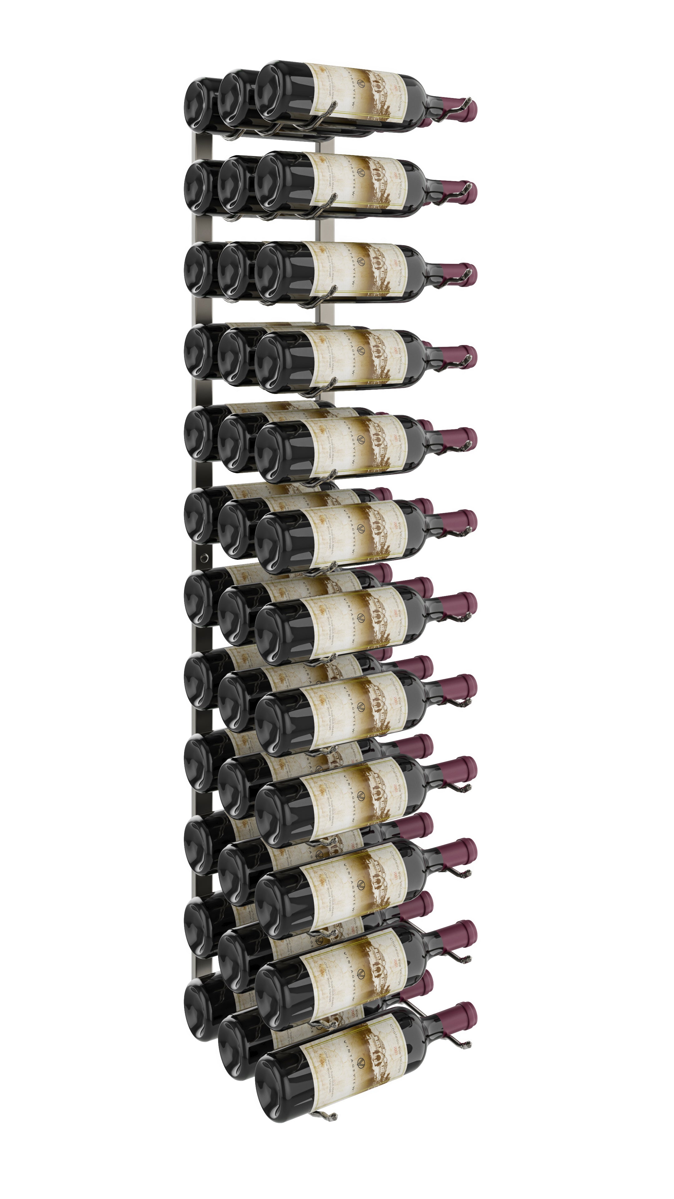 W Series Wine Rack 4 (wall mounted metal bottle storage) in 36 Bottles (Triple Deep) Gunmetal
